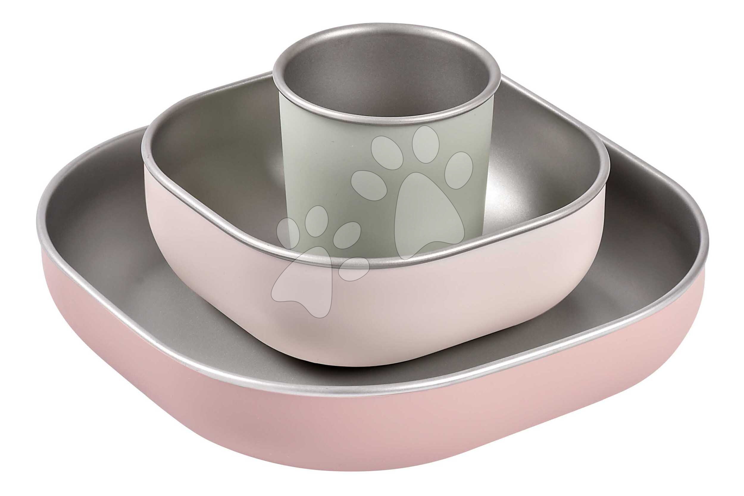 Étkészlet Stainless Steel Meal Set Cotton Candy Beaba rozsdamentes acélból 3 részes rózsaszín 4 hó-tól