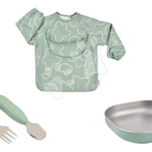 Jedálenská súprava First Meals Gift Set Sage Green Beaba z nehrdzavejúcej ocele 4 dielna v darčekovom balení zelená od 4 mes BE913639