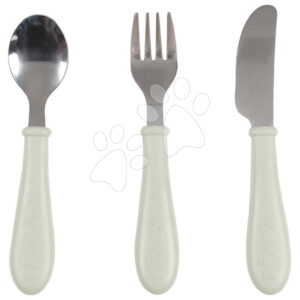 Detský príbor Stainless Steel Cutlery Set Misty Green Beaba z nehrdzavejúcej ocele lyžička vidlička a nôž zelený od 8 mes BE913642