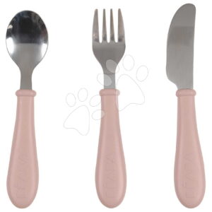 Detský príbor Stainless Steel Cutlery Set Cotton Candy Beaba z nehrdzavejúcej ocele lyžička vidlička a nôž ružový od 8 mes BE913643
