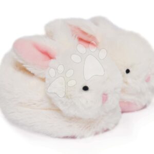 Papucs újszülött részére csörgővel Nyuszkó Lapin Bonbon Doudou et Compagnie rózsaszín ajándékcsomagolásban 0-6 hó