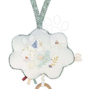 Textil zenélő Felhőcske Green Mouse Musical Fabric Box Petites Chansons Kaloo fa karikával zöld 0 hó-tól